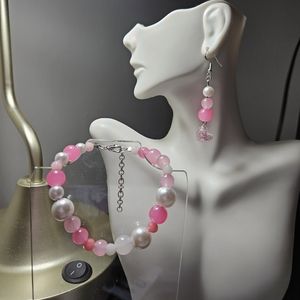 HANDMADE CRAFTED Barbie Inspired Braclet & Earring set